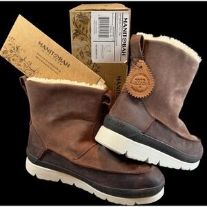 Manitobah Men's Waterproof Mesa Pull-On Leather Boots Shearling Lining Sz 11.5